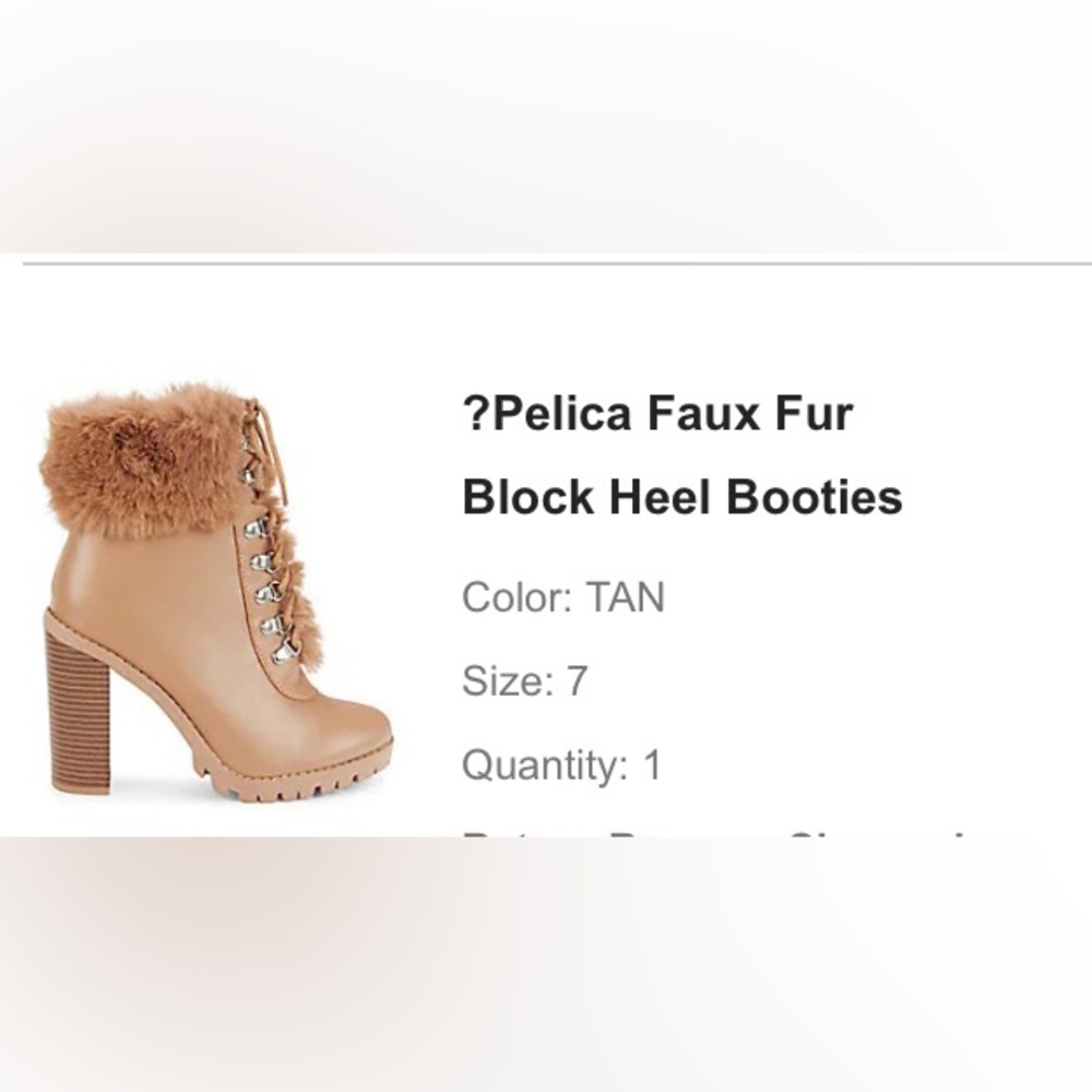 BCBG Faux Fur Tan Block Heel Bootie